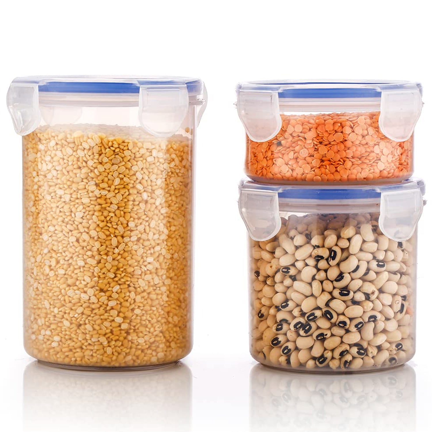5828 Round Plastic Airtight Food Storage Containers With Leak Proof Locking Lid Storage Container Set Of 3( Approx Capacity 500ml1000ml1500ml Transparent) - 3 Pc Set 5828 Round Plastic Airtight Food Storage Containers With Leak Proof Locking Lid Storage Container Set Of 3( Approx Capacity 500ml1000ml1500ml Transparent) - 3 Pc Set
